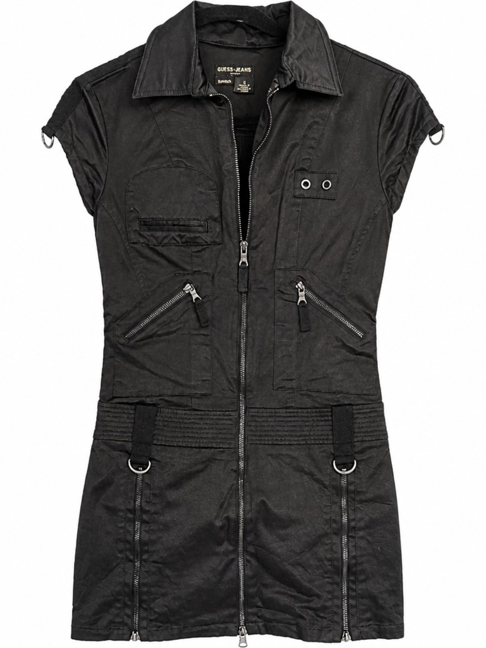 Guess Black Short-Sleeve Utility Mini Dress